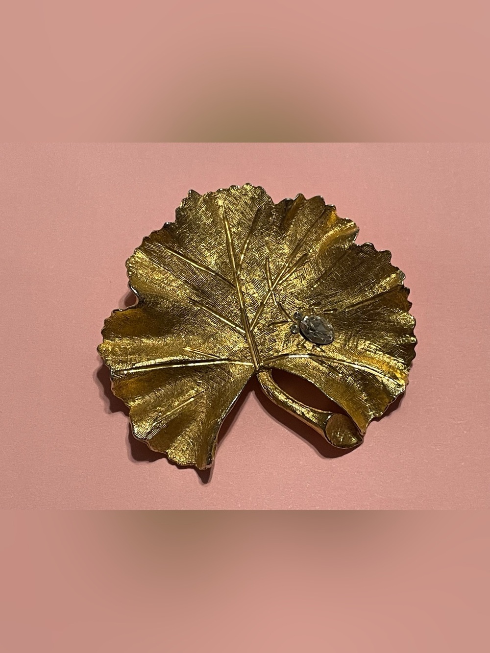Vintage Gold Tone Leaf Statement Brooch #0165